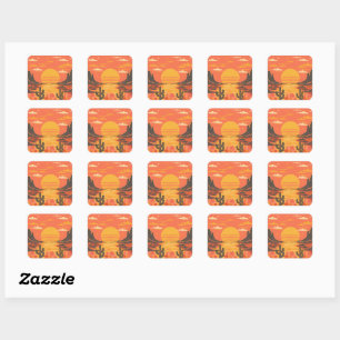 Zonsondergang Vierkante Sticker
