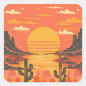 Zonsondergang Vierkante Sticker (Voorkant)