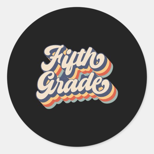 Zonsondergang vijfde klas leraar & amp; student te ronde sticker (Voorkant)