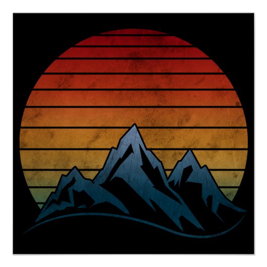 ZONSONDERGANG VINTAGE BERG PERFECT POSTER (Voorkant)