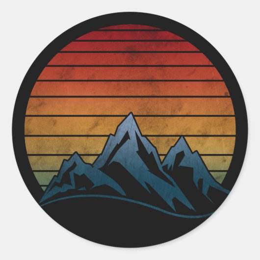 ZONSONDERGANG VINTAGE BERG RONDE STICKER (Voorkant)