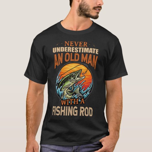 Zonsondergang Vis T-shirt voor Oude Mannen (Voorkant)