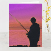Zonsondergang Vissen Silhouet Kaart (Gele Bloem)