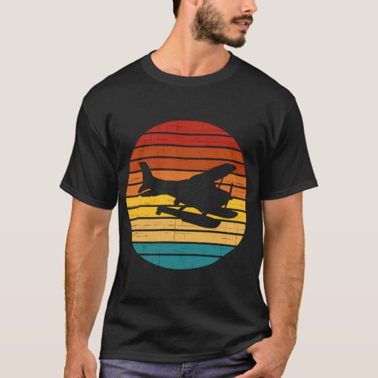 Zonsondergang Vliegtuig Vliegend Piloot Seaplane A T-shirt (Voorkant)