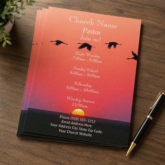 Zonsondergang Vogels Kerk Flyer, Doe mee met onze  Flyer