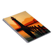 Zonsondergang Vuurtoren Silhouet Notitieboek (Rechterzijde)