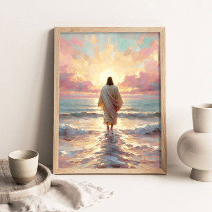 Zonsondergang Wandel, Digitale Christelijke Kunst, Poster
