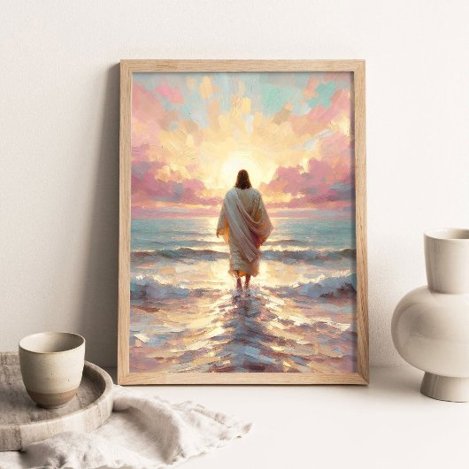 Zonsondergang Wandel, Digitale Christelijke Kunst, Poster