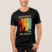 Zonsondergang Wandelaar Hond Berg roept Tri-Blend Shirt (Voorkant)