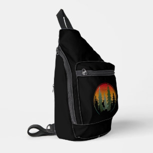 Zonsondergang Wandelen Natuur Bos Sling Bag