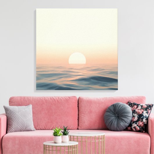 Zonsondergang wandkunst – Vredige Boho-landschap o Canvas Afdruk (Insitu (Woonkamer))