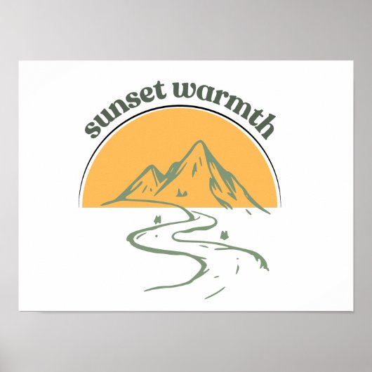 Zonsondergang Warmte Berg Natuur Poster (Voorkant)