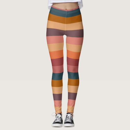Zonsondergang Watercolor Strepen Leggings (Voorkant)