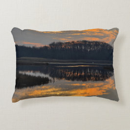 Zonsondergang Waterlandschap Reflectie Foto Kussen