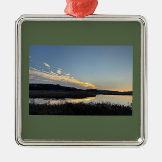Zonsondergang Waterscape Reflectie Ornament  (Voorkant)