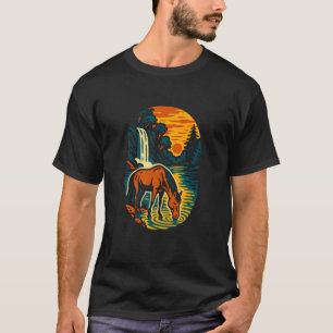 Zonsondergang Waterval Paard Scene, Houd van Paard T-shirt