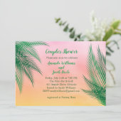 Zonsondergang Waterverf Palm Leaves Couple's Showe Kaart (Staand voorkant)