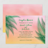 Zonsondergang Waterverf Palm Leaves Couple's Showe Kaart (Voorkant / Achterkant)