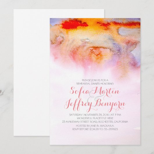 Zonsondergang waterverven repetitie diner kaart (Voorkant / Achterkant)