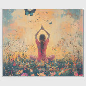 Zonsondergang Weide Meditatie met Vlinders (1) Cadeaupapier (Vlak)