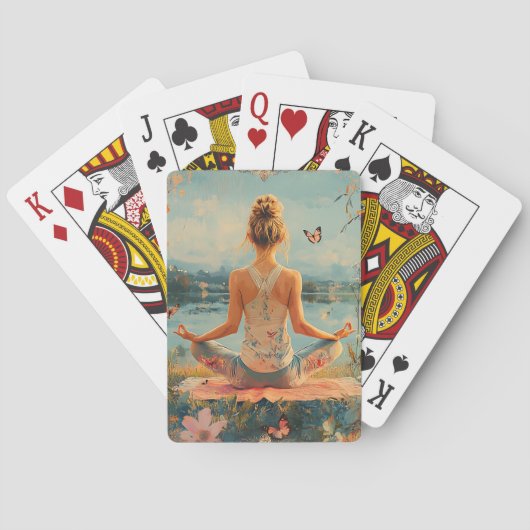 Zonsondergang Weide Meditatie met Vlinders (2) Pokerkaarten (Achterkant)
