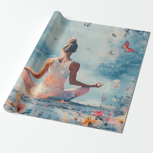 Zonsondergang Weide Meditatie met Vlinders (3) Cadeaupapier (Uitgerold)