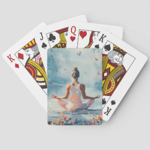 Zonsondergang Weide Meditatie met Vlinders (3) Pokerkaarten