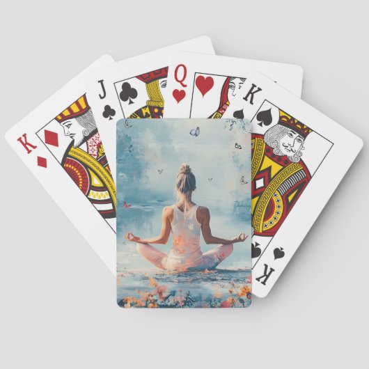 Zonsondergang Weide Meditatie met Vlinders (3) Pokerkaarten (Achterkant)
