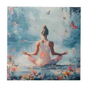 Zonsondergang Weide Meditatie met Vlinders (3) Tegeltje