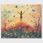 Zonsondergang Weide Meditatie met Vlinders (4) Cadeaupapier (Vlak)