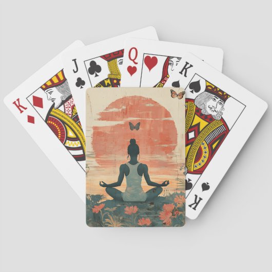 Zonsondergang Weide Meditatie met Vlinders (5) Pokerkaarten (Achterkant)