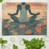 Zonsondergang Weide Meditatie met Vlinders (5) Theedoek (Gevouwen)