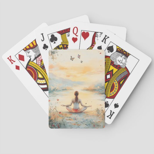 Zonsondergang Weide Meditatie met Vlinders (6) Pokerkaarten (Achterkant)