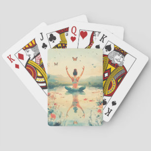 Zonsondergang Weide Meditatie met Vlinders (8) Pokerkaarten