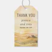 Zonsondergang Wijngaard Land Druiven Bruiloft Dank Cadeaulabel (Voorkant)
