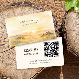 Zonsondergang Wijngaard Landschap Trouwwebsite QR- Informatiekaartje