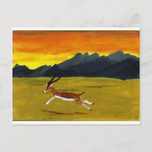 Zonsondergang Wildlife Schilderen Wilde Dier Briefkaart