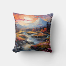 Zonsondergang Winter Creek Worpkussen | Twee Zijdi