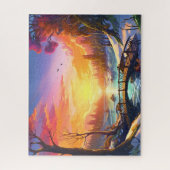 Zonsondergang Wintersneeuw Natuur Kleurrijke Print Legpuzzel (Verticaal)