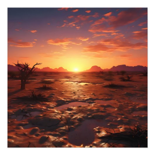 zonsondergang woestijnlandschap foto afdruk (Voorkant)