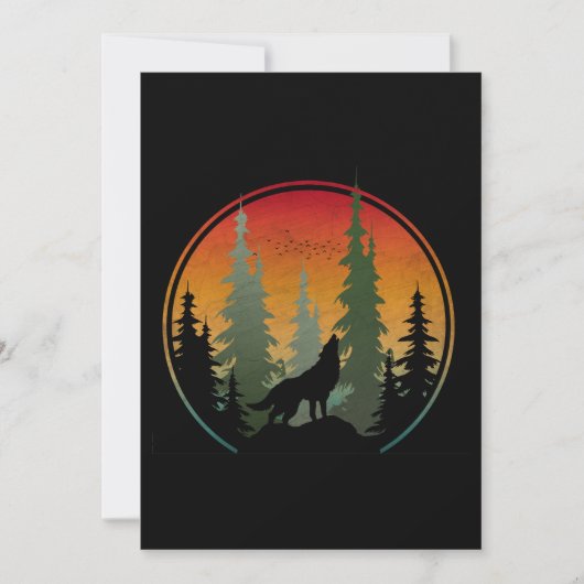Zonsondergang Wolf Natuur Landschap Kaart (Voorkant)