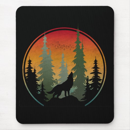 Zonsondergang Wolf Natuur Landschap Muismat (Voorkant)