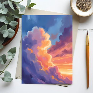 Zonsondergang Wolken Aquarel Lucht Schilderij Kl Briefkaart