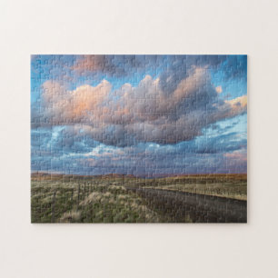 Zonsondergang Wolken boven grind Zumwalt Prairie R Legpuzzel