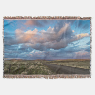 Zonsondergang Wolken Over Grind Zumwalt Prairie We Deken