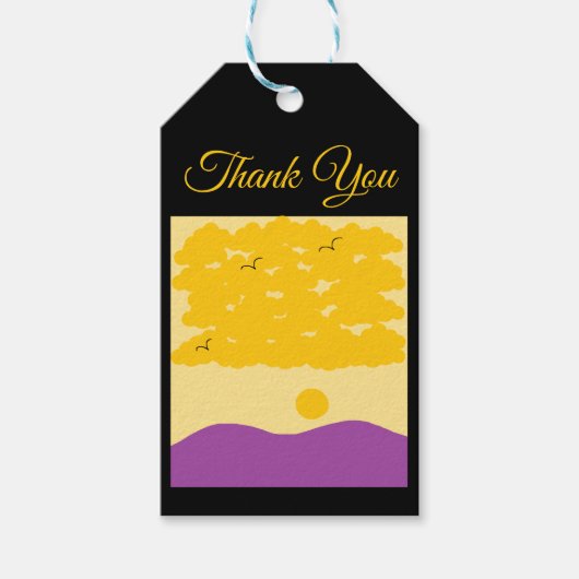 Zonsondergang Wolken van Paarse Heuvels: Cadeaulabel (Voorkant)