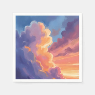 Zonsondergang Wolken   Waterverf Lucht Schilderij  Servet