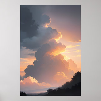 Zonsondergang Wolkenlandschap Poster