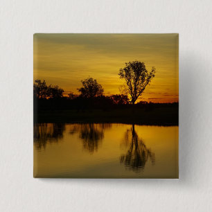 Zonsondergang, Yellow Water Billabong Vierkante Button 5,1 Cm