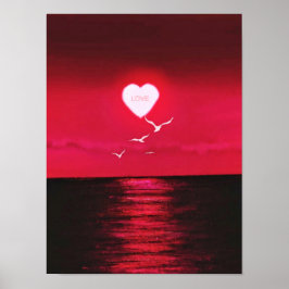 Zonsondergang Zee Liefde Poster Romantisch - Uw Te